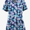 UA Butter-Soft STRETCH Blooms And Butterflies Navy Women’s 4-Pocket Notch-Neck Printed Scrub Top