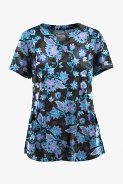 UA Butter-Soft STRETCH Jacobean Spring Women’s 4-Pocket Notch-Neck Printed Scrub Top
