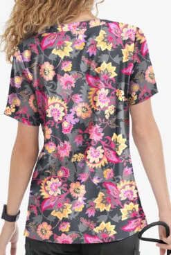 UA Butter-Soft STRETCH Jacobean Spring Pewter Women’s 4-Pocket Notch-Neck Printed Scrub Top 2 UA Butter-Soft STRETCH Jacobean Spring Pewter Women’s 4-Pocket Notch-Neck Printed Scrub Top -Cherokee Shop TS4244JSPW 3