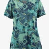 UA Butter-Soft STRETCH Mixed Medallion Navy Women’s 4-Pocket Notch-Neck Print Scrub Top