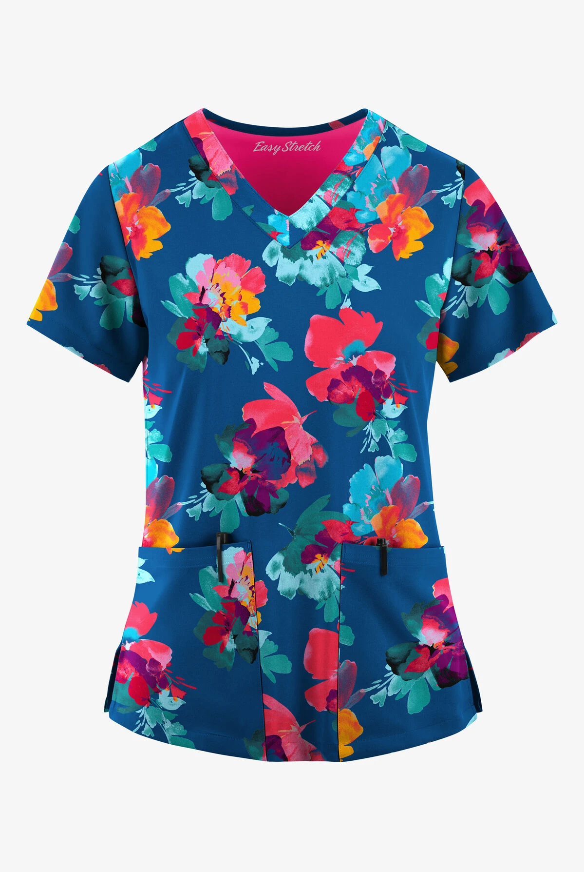 Easy STRETCH By Butter-Soft™ Sweet Blossoms Royal Women's 2-Pocket Mitered V-Neck Printed Scrub Top Easy STRETCH By Butter-Soft™ Sweet Blossoms Royal Women's 2-Pocket Mitered V-Neck Printed Scrub Top -Cherokee Shop TS434SBRL 100523 1