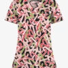 Butter-Soft Noel Candy Canes Women's 1-Pocket V-Neck Tuck-In Print Scrub Top