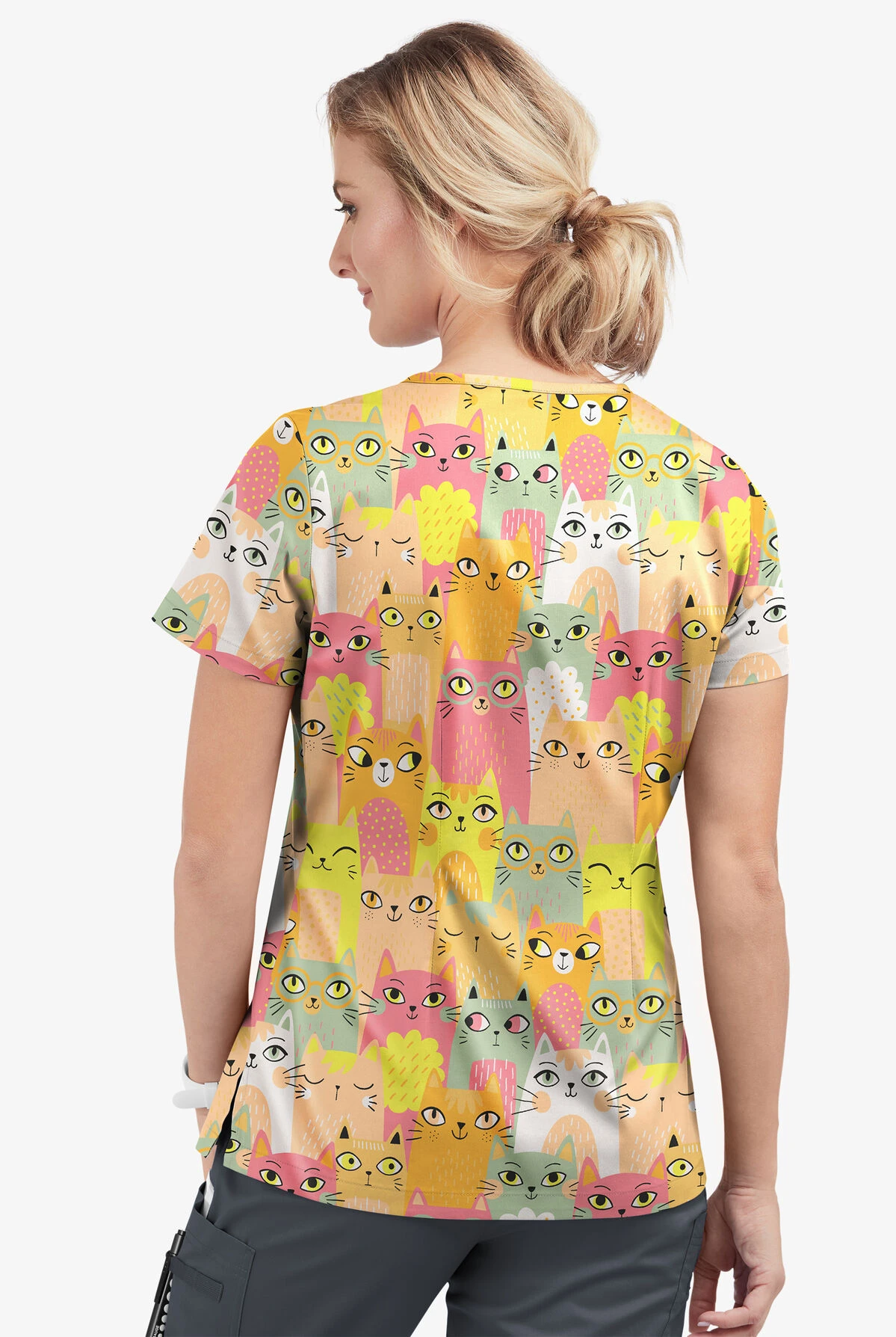 UA Butter-Soft STRETCH Party Time Guava Fizz Women's 1-Pocket V-Neck Tuck-In Printed Scrub Top UA Butter-Soft STRETCH Party Time Guava Fizz Women's 1-Pocket V-Neck Tuck-In Printed Scrub Top -Cherokee Shop TS452PTGF 3