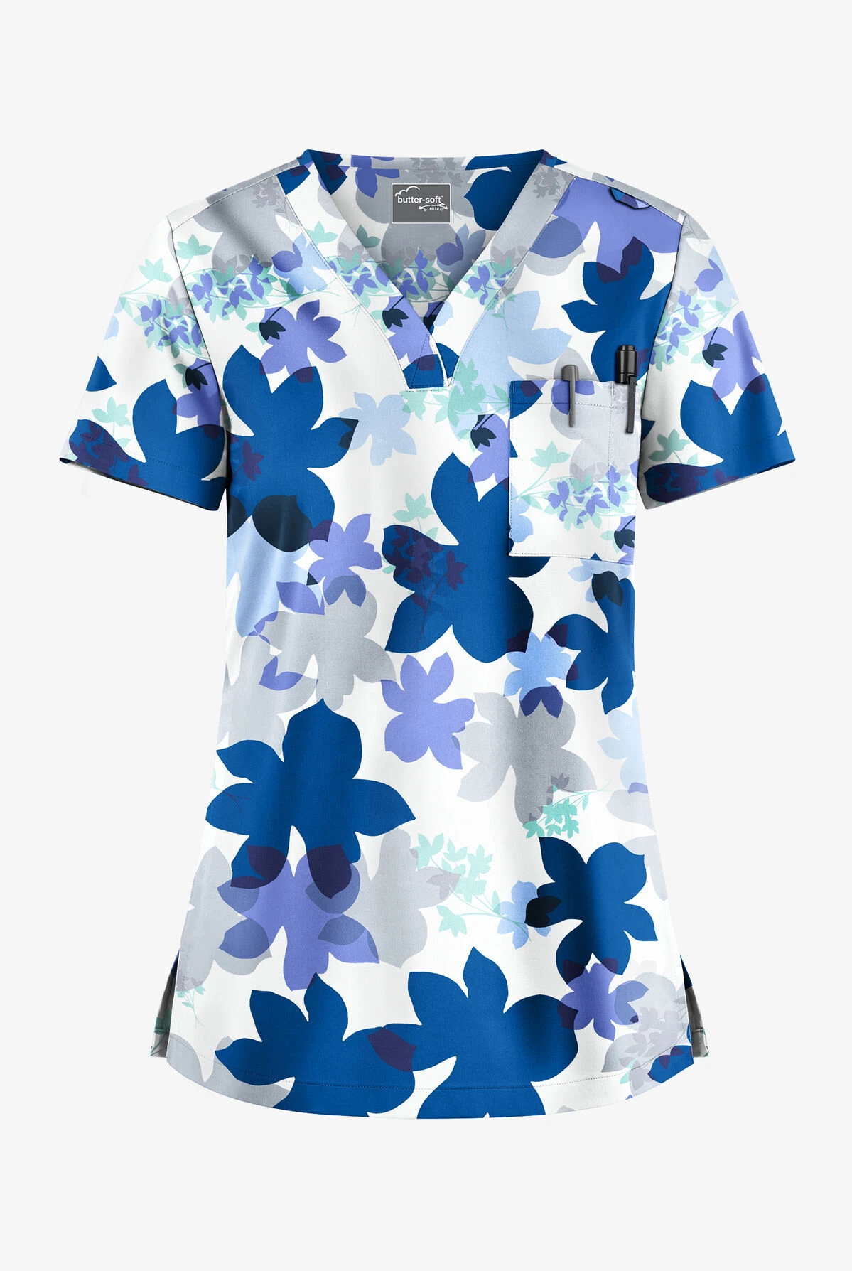 UA Butter-Soft STRETCH Floral Shades White Printed Women's 1-Pocket V-Neck Scrub Top UA Butter-Soft STRETCH Floral Shades White Printed Women's 1-Pocket V-Neck Scrub Top -Cherokee Shop TS452SHD 1