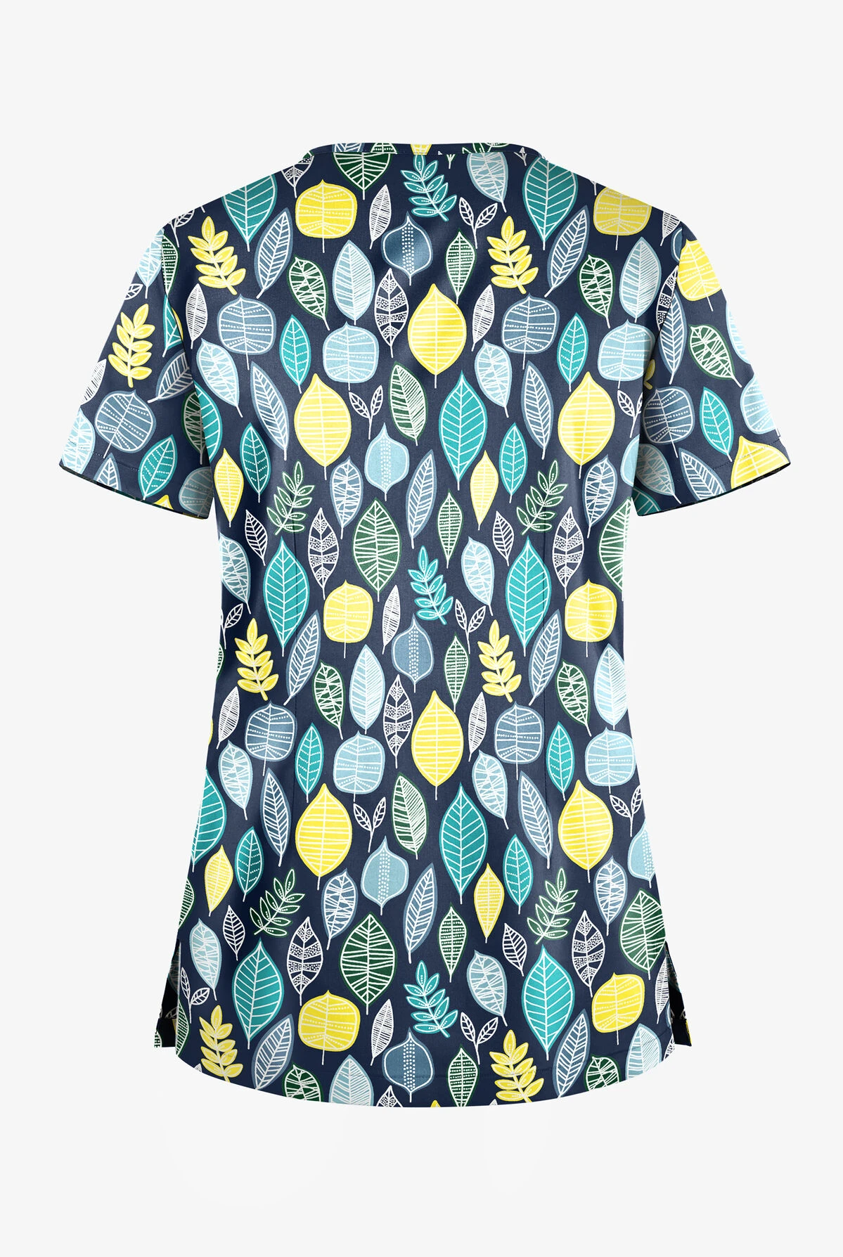 UA Butter-Soft STRETCH Swedish Leaves Navy Women's 1-Pocket V-Neck Tuck-In Print Scrub Top UA Butter-Soft STRETCH Swedish Leaves Navy Women's 1-Pocket V-Neck Tuck-In Print Scrub Top -Cherokee Shop TS452SWNV 2