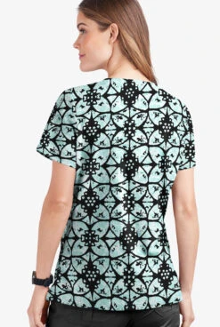 UA Butter-Soft STRETCH Desert Rose Black Printed Women's 2-Pocket V-Neck Scrub Top -Cherokee Shop TS542DRB 3