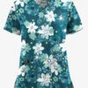 UA Butter-Soft STRETCH Floral Mirage Caribbean Blue Women's 2-Pocket V-Neck Printed Scrub Top