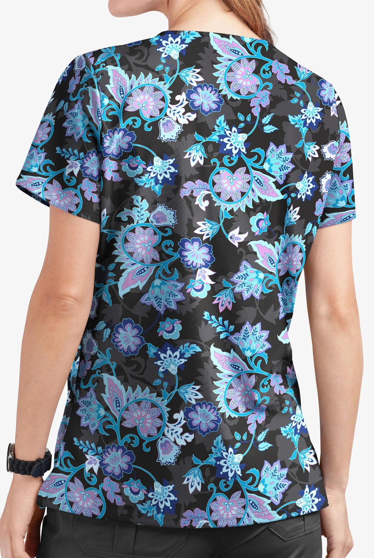 UA Butter-Soft STRETCH Jacobean Spring Women's 2-Pocket V-Neck Printed Scrub Top UA Butter-Soft STRETCH Jacobean Spring Women's 2-Pocket V-Neck Printed Scrub Top -Cherokee Shop TS542JSBL 3