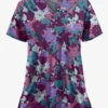 UA Butter-Soft STRETCH Layered Floral Navy Women's 2-Pocket V-Neck Print Scrub Top