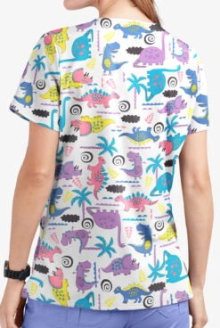 UA Butter-Soft STRETCH Stompin' Dino Orchid Women's 2-Pocket V-Neck Printed Scrub Top 2 UA Butter-Soft STRETCH Stompin' Dino Orchid Women's 2-Pocket V-Neck Printed Scrub Top -Cherokee Shop TS542SDOR 3