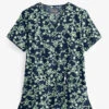 UA Butter-Soft STRETCH Floral Vines Navy Women's 2-Pocket V-Neck Print Scrub Top