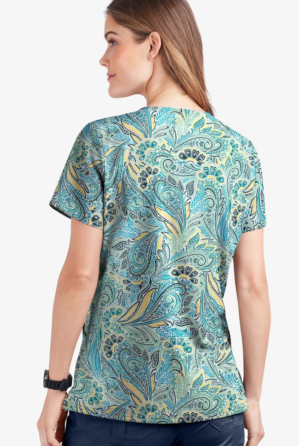 UA Butter-Soft STRETCH Vienna Paisley White Printed Women's 2-Pocket V-Neck Scrub Top UA Butter-Soft STRETCH Vienna Paisley White Printed Women's 2-Pocket V-Neck Scrub Top -Cherokee Shop TS542VPW 2