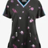 UA Butter-Soft STRETCH Fall Blossom Women's V-Neck 3 Pocket Printed Scrub Top