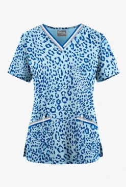 UA Butter-Soft STRETCH Summer Animal Royal Women's 3-Pocket V-Neck With Sport Trim Scrub Top
