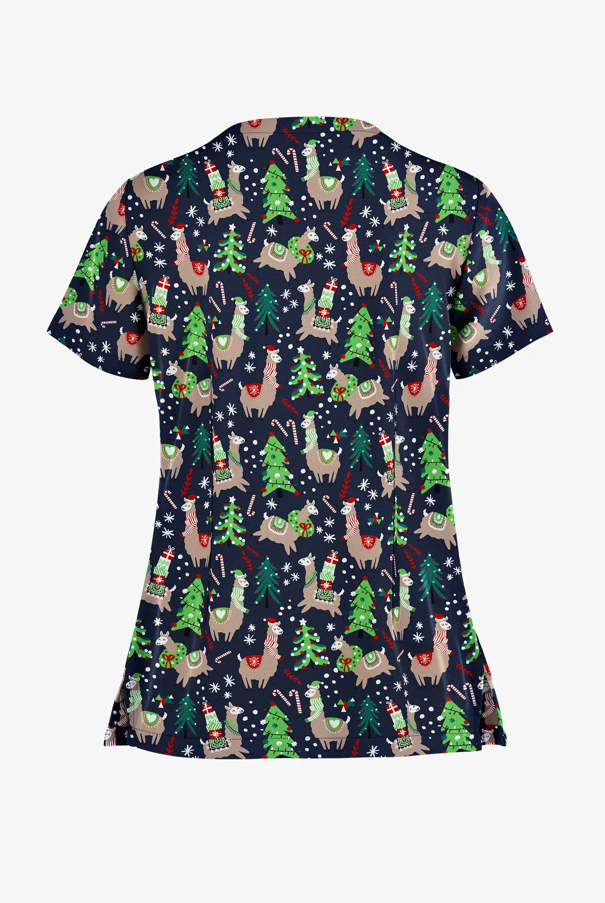Butter-Soft Holiday Llamas Navy Women's 2-Pocket Keyhole V Neck Printed Scrub Top Butter-Soft Holiday Llamas Navy Women's 2-Pocket Keyhole V Neck Printed Scrub Top -Cherokee Shop TS565HLNV 2