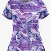 Butter-Soft Sante Fe Modern Orchid Women's 2-Pocket Key-Hole Neck Detailed Print Scrub Top