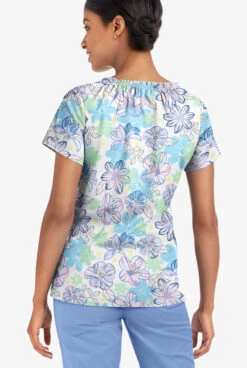 UA Butter-Soft STRETCH Floral Poolside View Women's 6-Pocket Peasant Style Printed Scrub Top 2 UA Butter-Soft STRETCH Floral Poolside View Women's 6-Pocket Peasant Style Printed Scrub Top -Cherokee Shop TS569FMPV 3