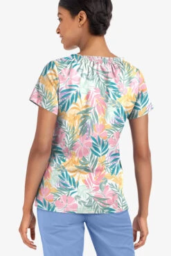 UA Butter-Soft STRETCH Tropical Mix Women's 6-Pocket Peasant Style Printed Scrub Top 2 UA Butter-Soft STRETCH Tropical Mix Women's 6-Pocket Peasant Style Printed Scrub Top -Cherokee Shop TS569TMWT 3