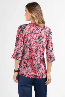 Butter-Soft Exotic Garden Silver Women's 2-Pocket Round Neckline Print Scrub Top 2 Butter-Soft Exotic Garden Silver Women's 2-Pocket Round Neckline Print Scrub Top -Cherokee Shop TS584EGSL 3