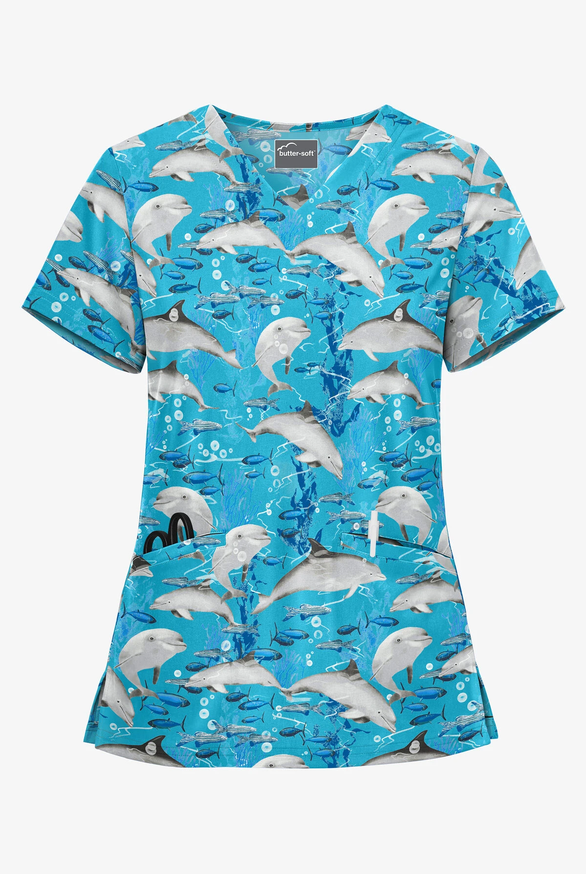 UA Butter-Soft Bahama Bay Turquoise Women's 2-Pocket V-Neck Scrub Top UA Butter-Soft Bahama Bay Turquoise Women's 2-Pocket V-Neck Scrub Top -Cherokee Shop TS631BHY 1