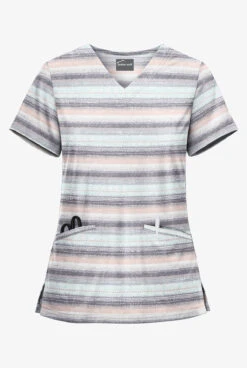 UA Butter-Soft Filter Stripe Lotus Women's 2-Pocket V-Neck Print Scrub Top
