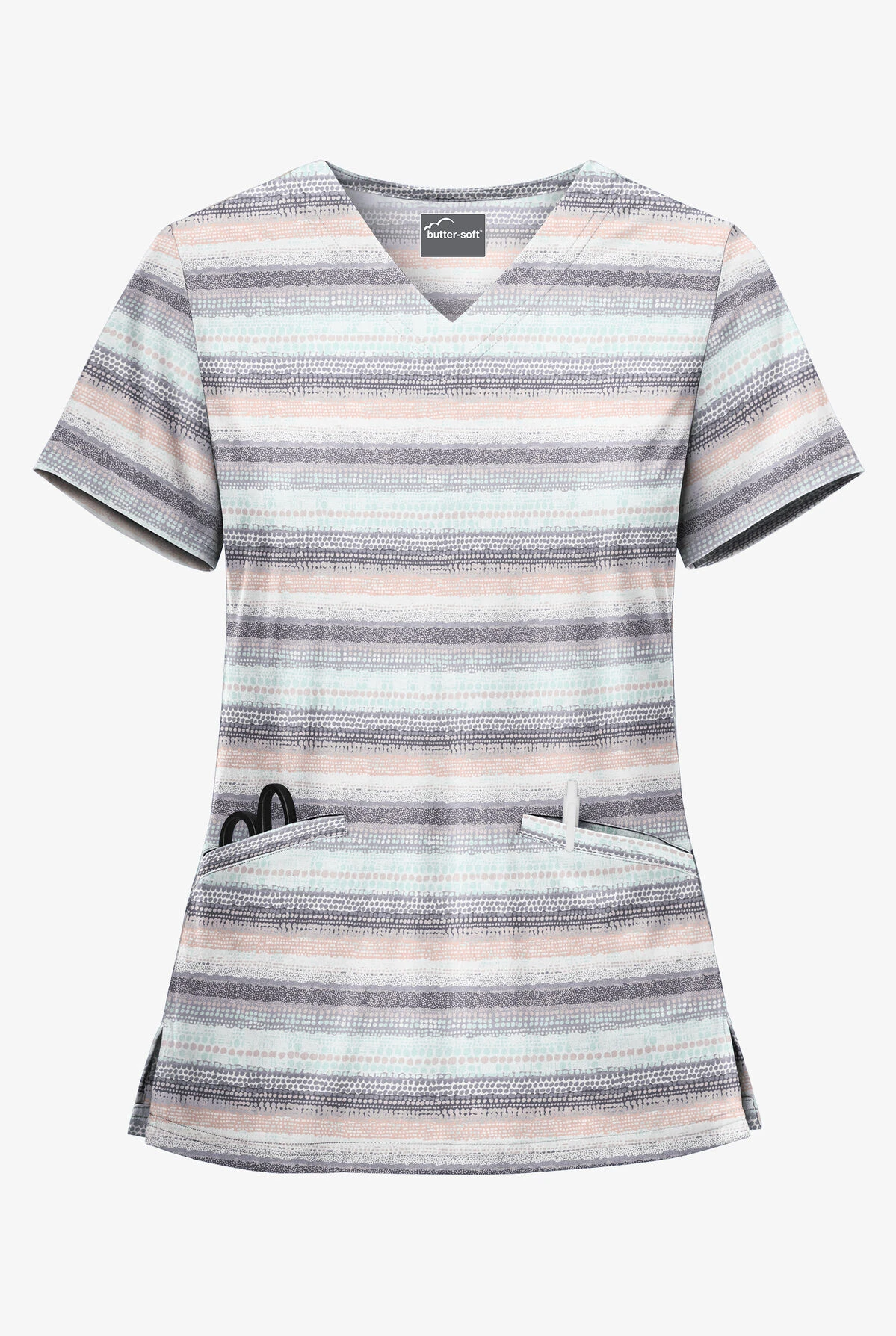 UA Butter-Soft Filter Stripe Lotus Women's 2-Pocket V-Neck Print Scrub Top UA Butter-Soft Filter Stripe Lotus Women's 2-Pocket V-Neck Print Scrub Top -Cherokee Shop TS631FIP 1