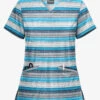 UA Butter-Soft Filter Stripe Turquoise Women's 2-Pocket V-Neck Print Scrub Top