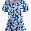 Butter-Soft STRETCH Bloom Butterflies & Belize Ikat Womens 4-Pocket Crisscross Mixed Print Scrub Top