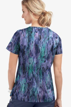 UA Butter-Soft STRETCH Lux Python Black Printed Women's 4-Pocket Crisscross Scrub Top 2 UA Butter-Soft STRETCH Lux Python Black Printed Women's 4-Pocket Crisscross Scrub Top -Cherokee Shop TS756LNBL 100323 3