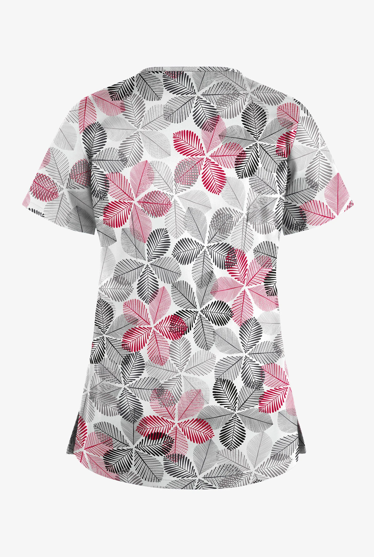 UA Butter-Soft STRETCH Subtle Leaves Silver Women's 4-Pocket Crisscross Printed Scrub Top UA Butter-Soft STRETCH Subtle Leaves Silver Women's 4-Pocket Crisscross Printed Scrub Top -Cherokee Shop TS756SLSL 100323 2