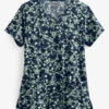 UA Butter-Soft STRETCH Floral Vines Navy Women's 4-Pocket Criss Cross Print Scrub Top