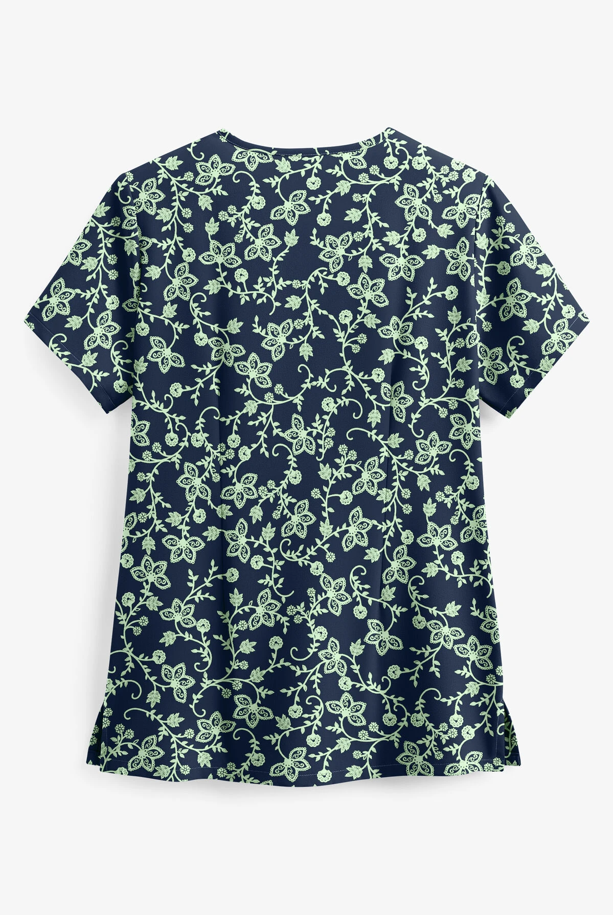 UA Butter-Soft STRETCH Floral Vines Navy Women's 4-Pocket Criss Cross Print Scrub Top UA Butter-Soft STRETCH Floral Vines Navy Women's 4-Pocket Criss Cross Print Scrub Top -Cherokee Shop TS756VNF 2