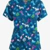 Butter-Soft Walk In The Park Royal Women's Notch-Neck 4-Pocket Print Scrub Top
