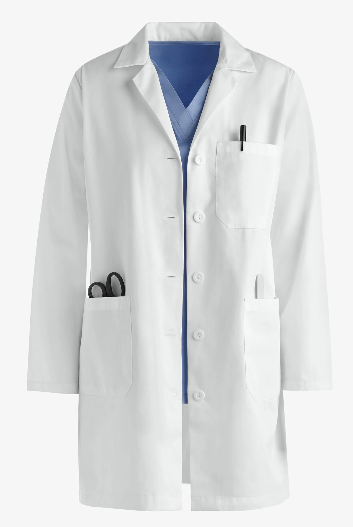 Butter-Soft Woman's 3-Pocket Notched Collared Scrub Lab Coat Butter-Soft Woman's 3-Pocket Notched Collared Scrub Lab Coat -Cherokee Shop UA17248 WHITE 1