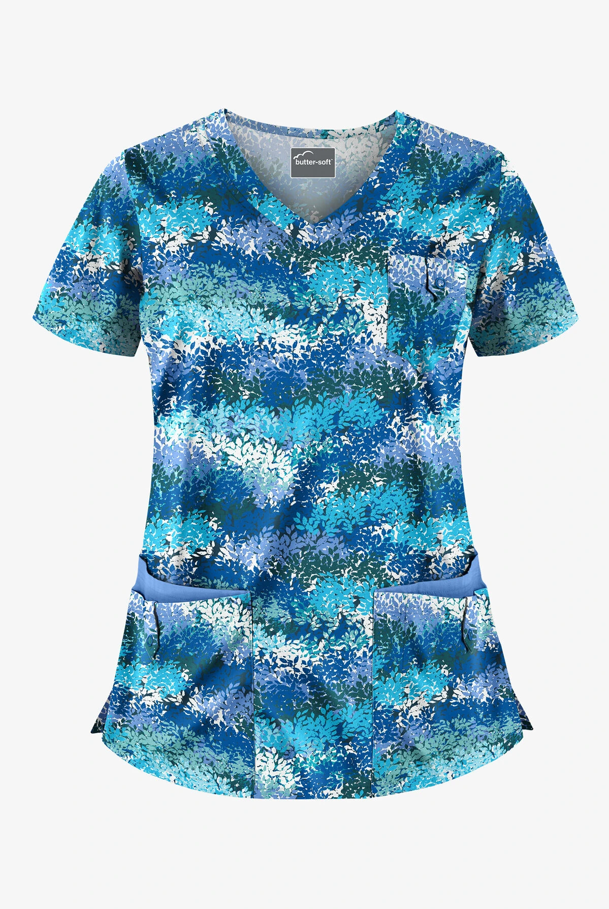 Butter-Soft Autumn Time Royal Women's 5-Pocket Rounded V-Neck Print Scrub Top Butter-Soft Autumn Time Royal Women's 5-Pocket Rounded V-Neck Print Scrub Top -Cherokee Shop UA638ATRL 1