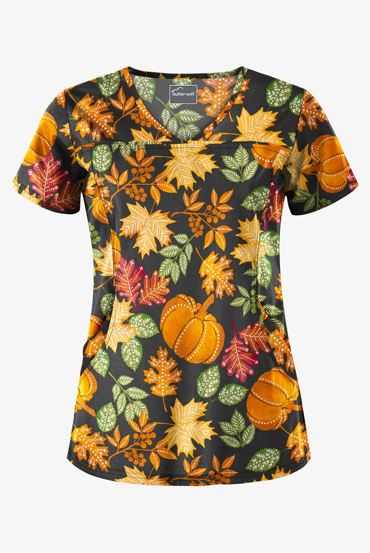 Butter-Soft Harvest Time Women's 4-Pocket Princess Seam Printed Scrub Top Butter-Soft Harvest Time Women's 4-Pocket Princess Seam Printed Scrub Top -Cherokee Shop UA864HTL 1