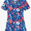 UA Palace Floral Royal Women's 4-Pocket Princess Seam Printed Scrub Top