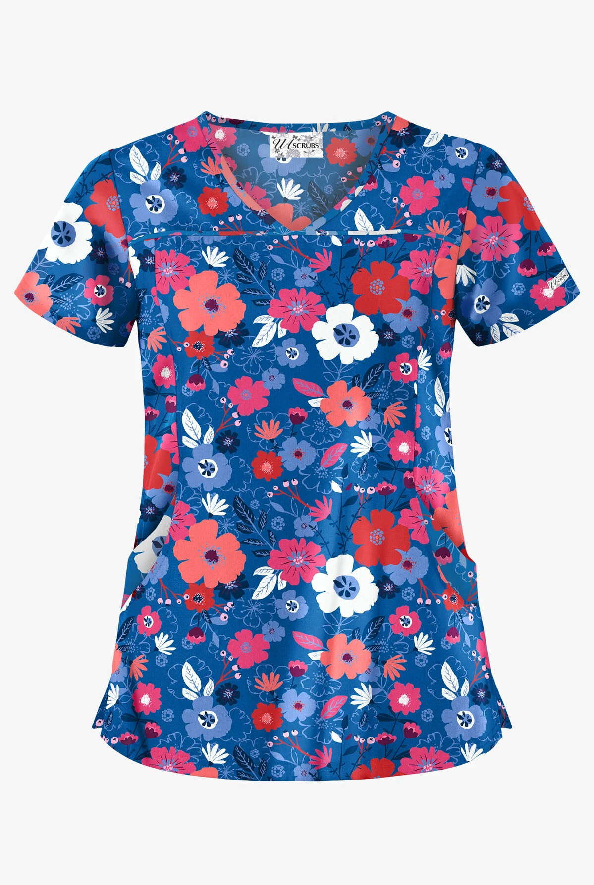 UA Palace Floral Royal Women's 4-Pocket Princess Seam Printed Scrub Top UA Palace Floral Royal Women's 4-Pocket Princess Seam Printed Scrub Top -Cherokee Shop UA864PCF 1