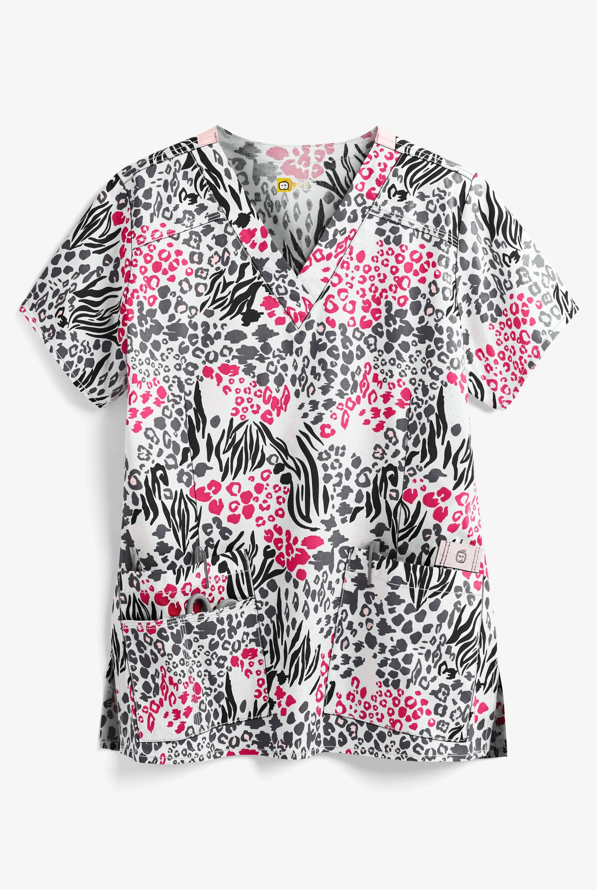 WonderWink WonderFLEX Verity One Love Women's 4-Pocket STRETCH V-Neck Print Scrub Top WonderWink WonderFLEX Verity One Love Women's 4-Pocket STRETCH V-Neck Print Scrub Top -Cherokee Shop W6178ONL 1