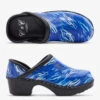 C&C Sweden Women's Wild Stripes Amparo Blue Patent Leather Nursing Clogs