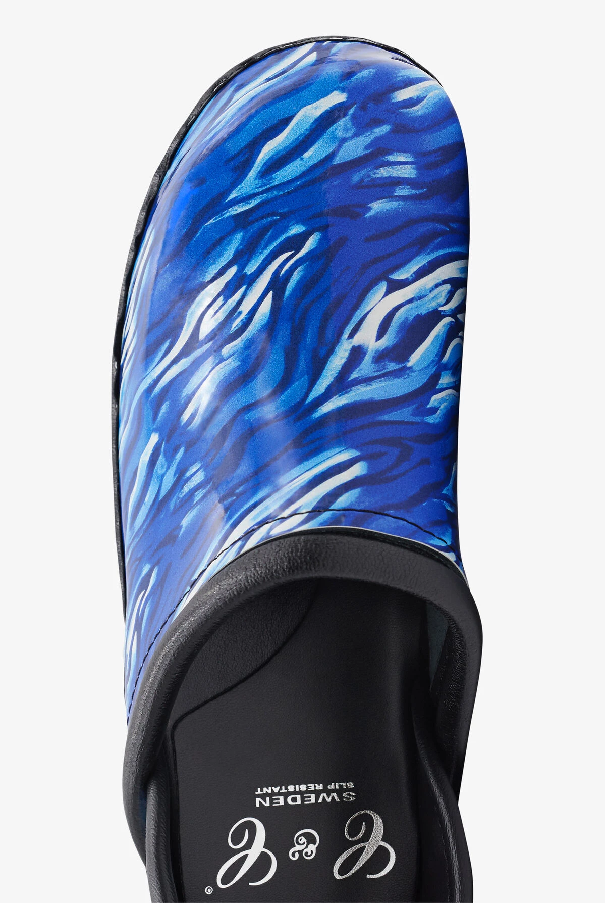 C&C Sweden Women's Wild Stripes Amparo Blue Patent Leather Nursing Clogs C&C Sweden Women's Wild Stripes Amparo Blue Patent Leather Nursing Clogs -Cherokee Shop WILDSTRI 2