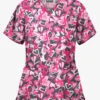 Butter-Soft Unwrap The Love Pewter Women's 2-Pocket Mock Wrap Print Scrub Top
